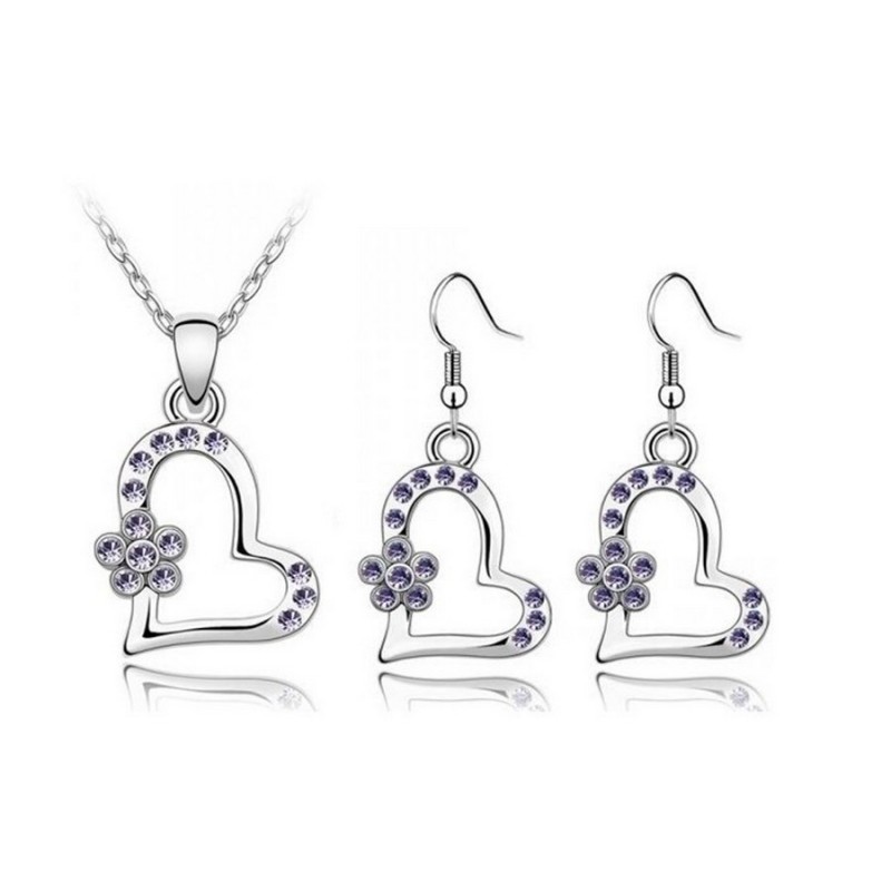 Parure pendentif Cœur Ornée de cristaux SWAROVSKI ELEMENTS Violet - Tanzanite