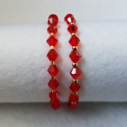 Bracelet élastique petites perles de verre rouges