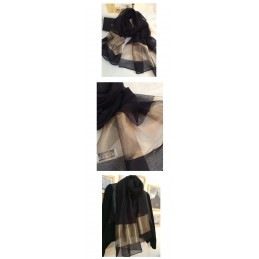 Foulard écharpe châle étole 100% soie silk noir